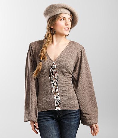 Gimmicks Textured Lace-Up Top FULL_RIGHT_SIDE