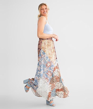 Gimmicks Mixed Print Maxi Skirt full left side view