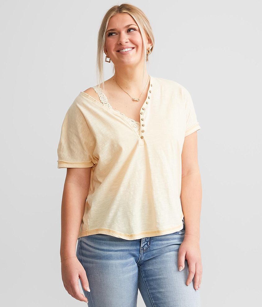 BKE Raw Edge Henley front view