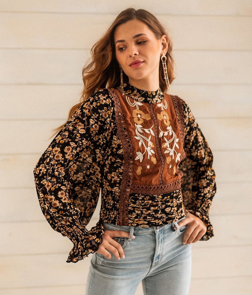 Embroidered Floral Top