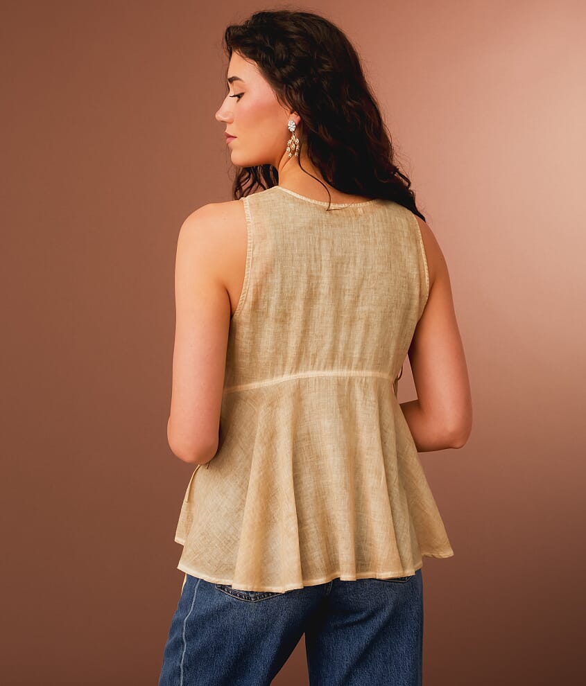 Embroidered Side Tie Tank Top - thumbnail 4