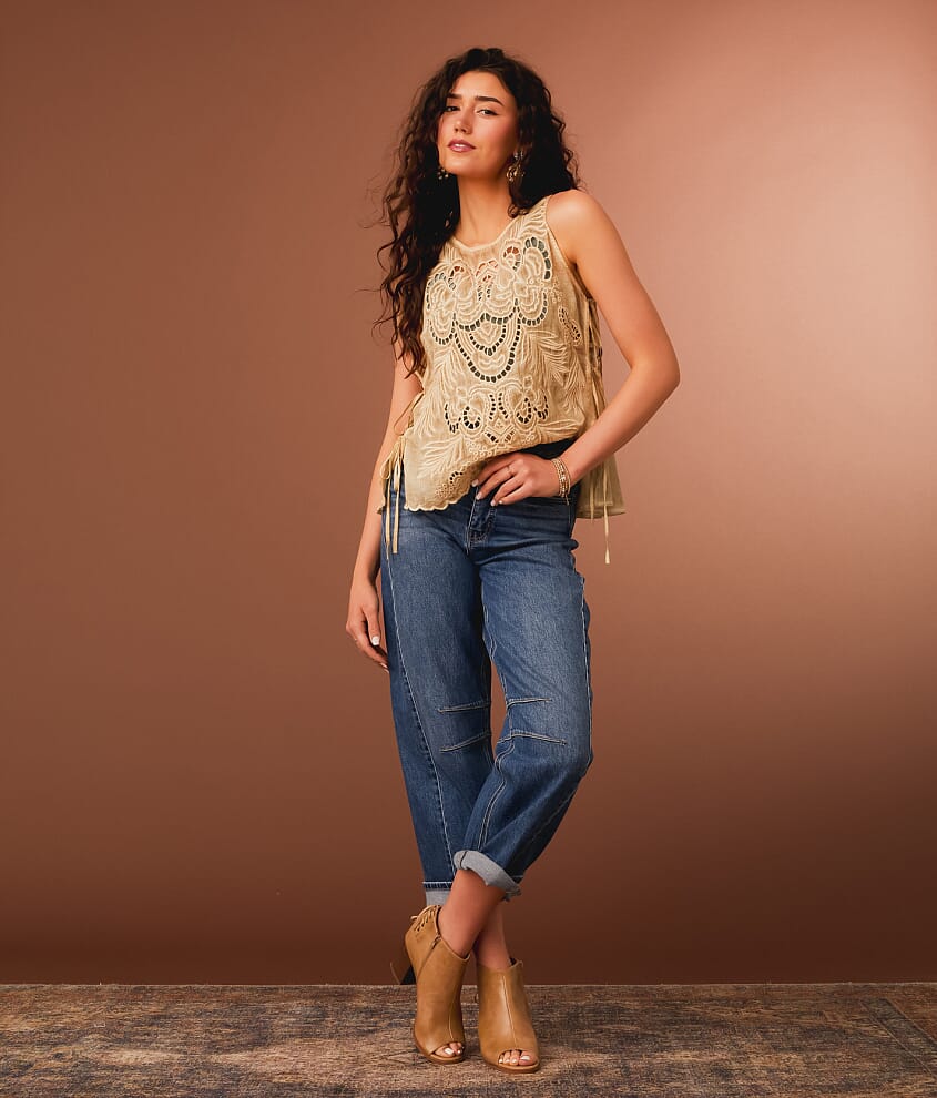 Embroidered Side Tie Tank Top - thumbnail 6