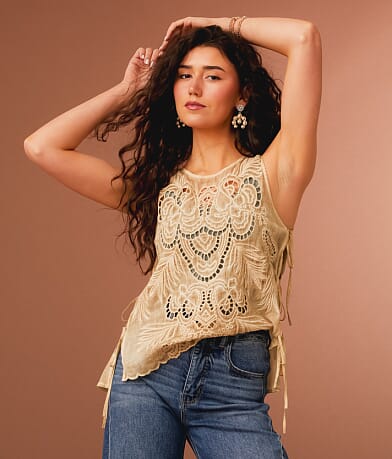 Gimmicks Embroidered Side Tie Tank Top front view
