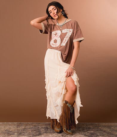 Gimmicks Lace Ruffle Maxi Skirt front view