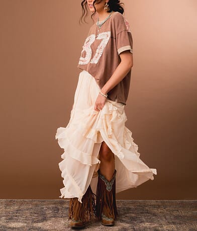 Gimmicks Lace Ruffle Maxi Skirt FULL_LEFT_SIDE