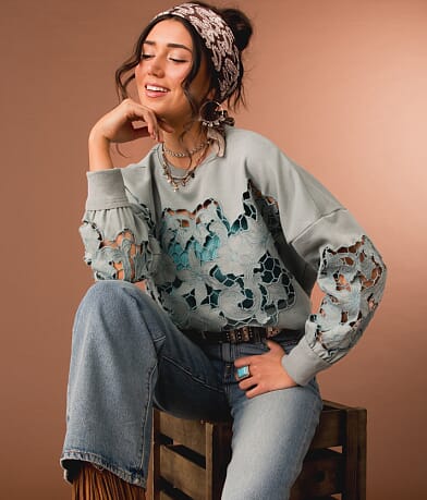 Gimmicks Floral Cut-Out Pullover front view