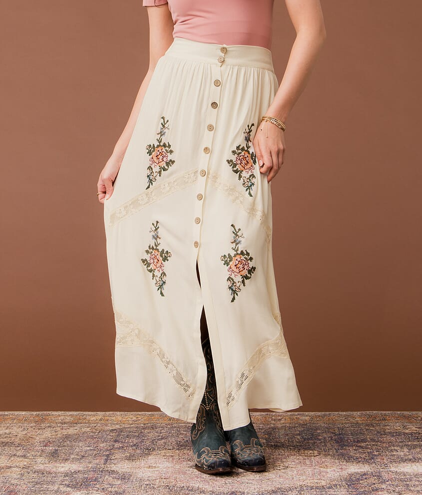 Floral Embroidered Maxi Skirt