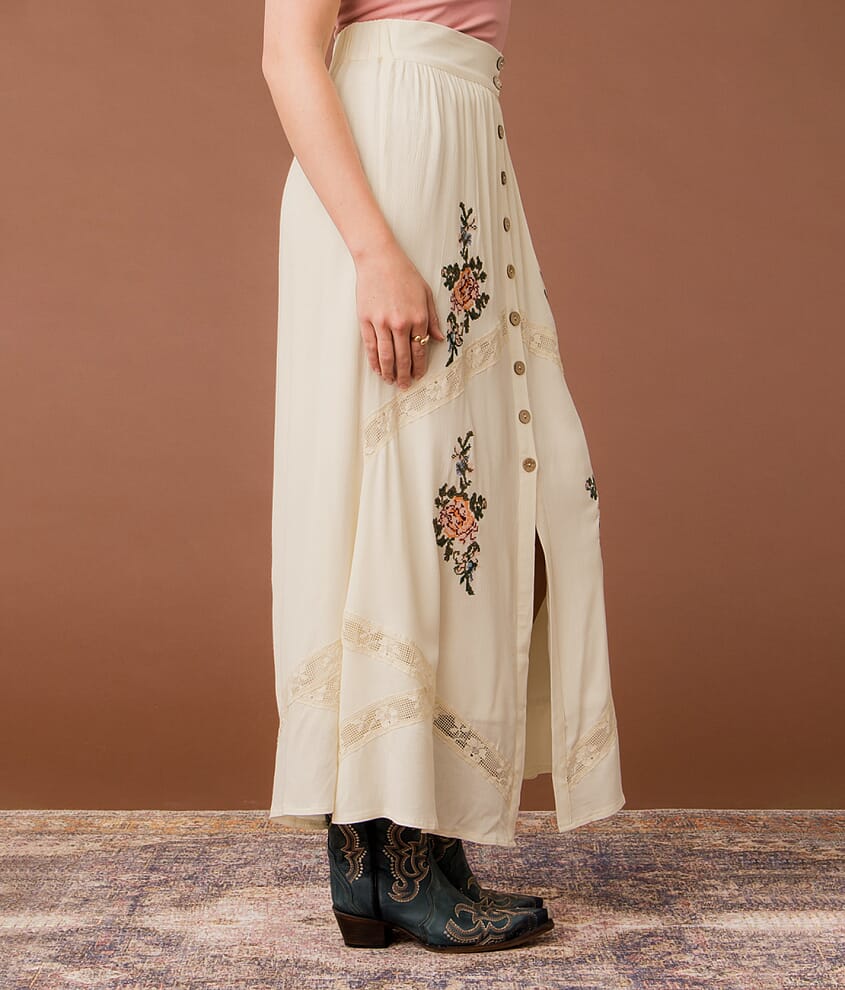 Floral Embroidered Maxi Skirt