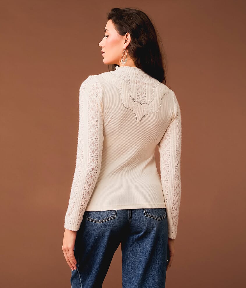 Sequin Mock Neck Top - thumbnail 4