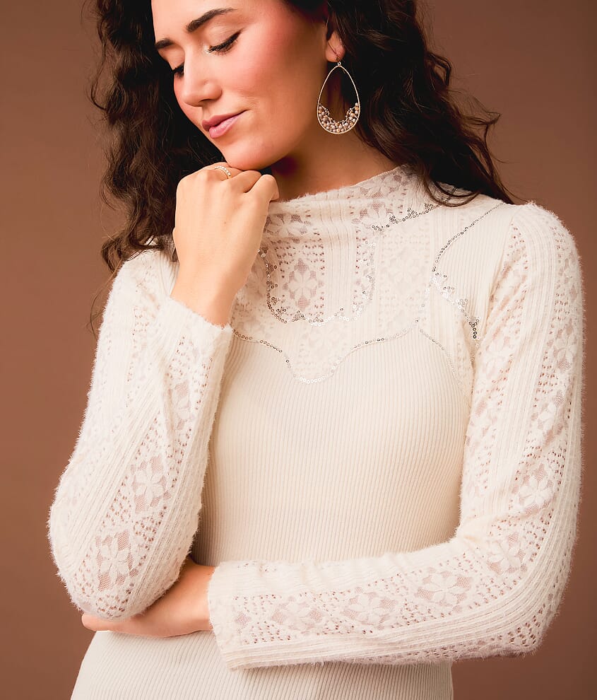 Sequin Mock Neck Top - thumbnail 5