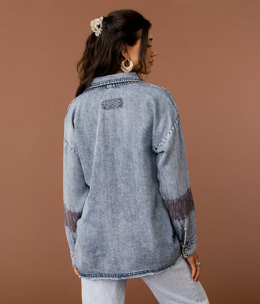 Eyelet Embroidered Chambray Shirt