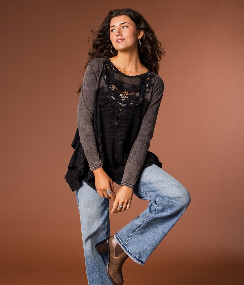 Pieced Crochet Washed Top - thumbnail 6