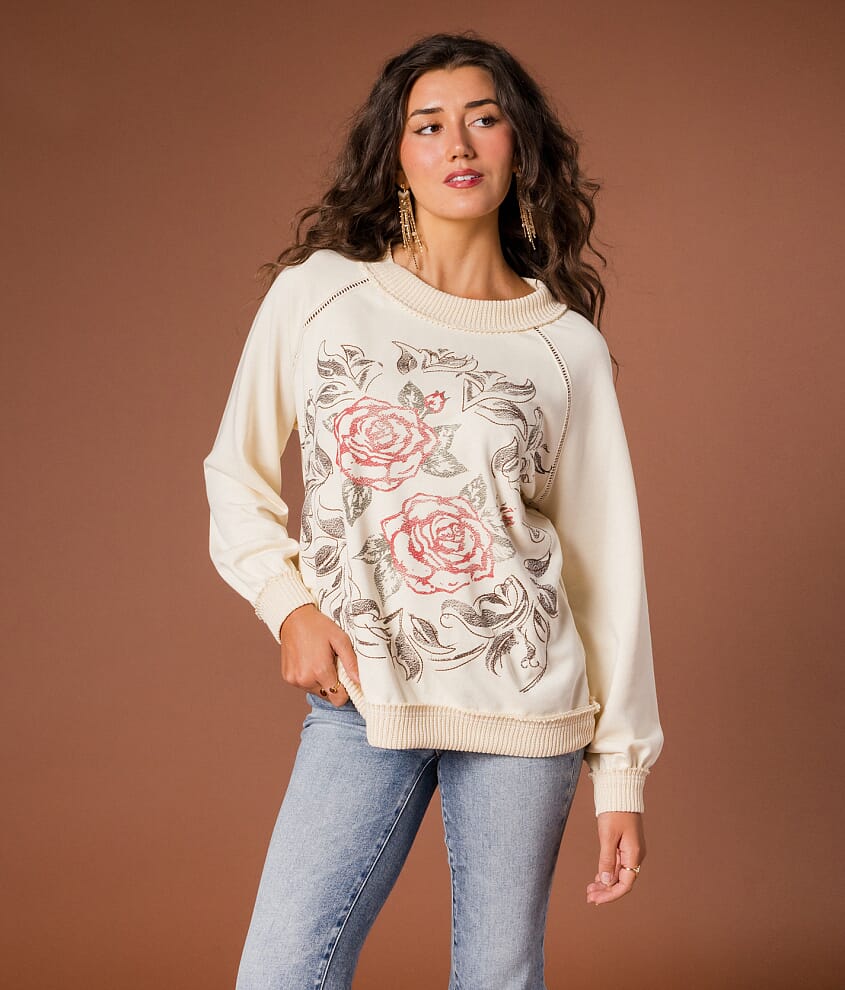 Floral Embroidered Pullover