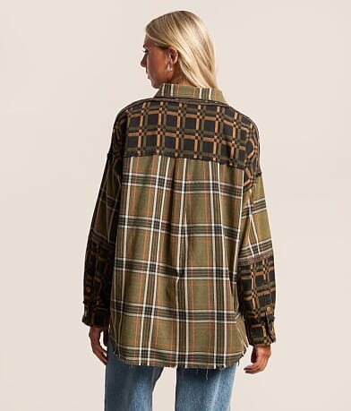 Pieced Plaid Shacket thumbnail 3