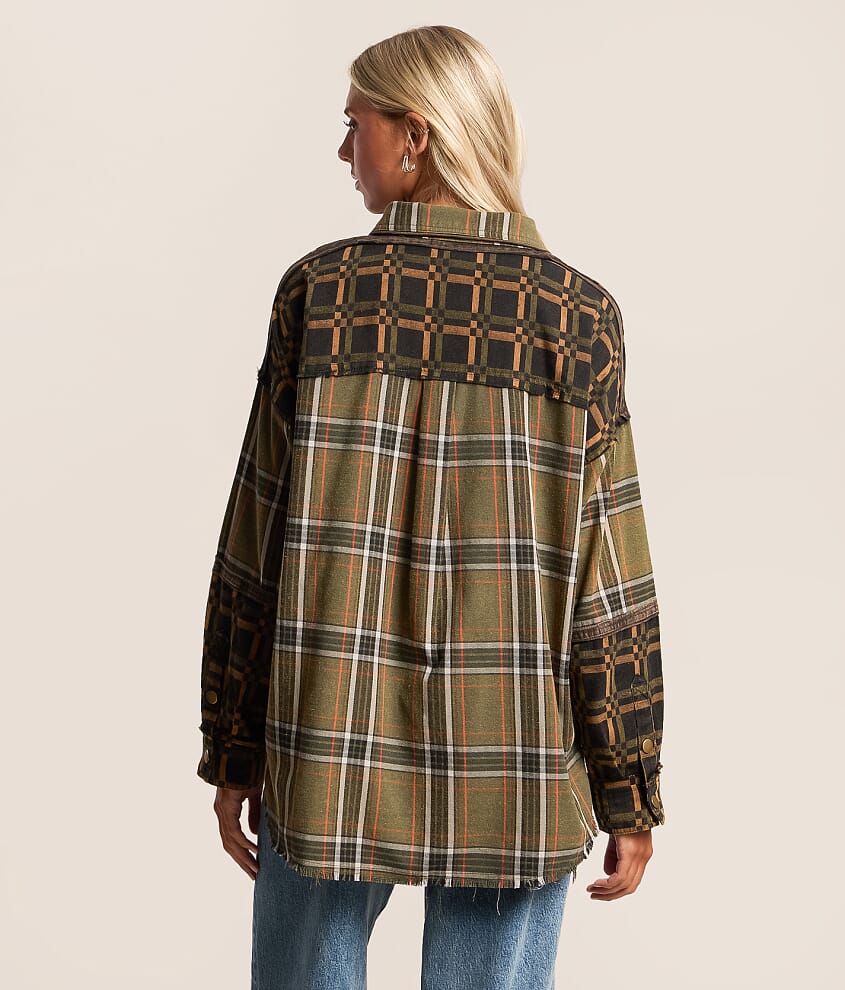 Pieced Plaid Shacket