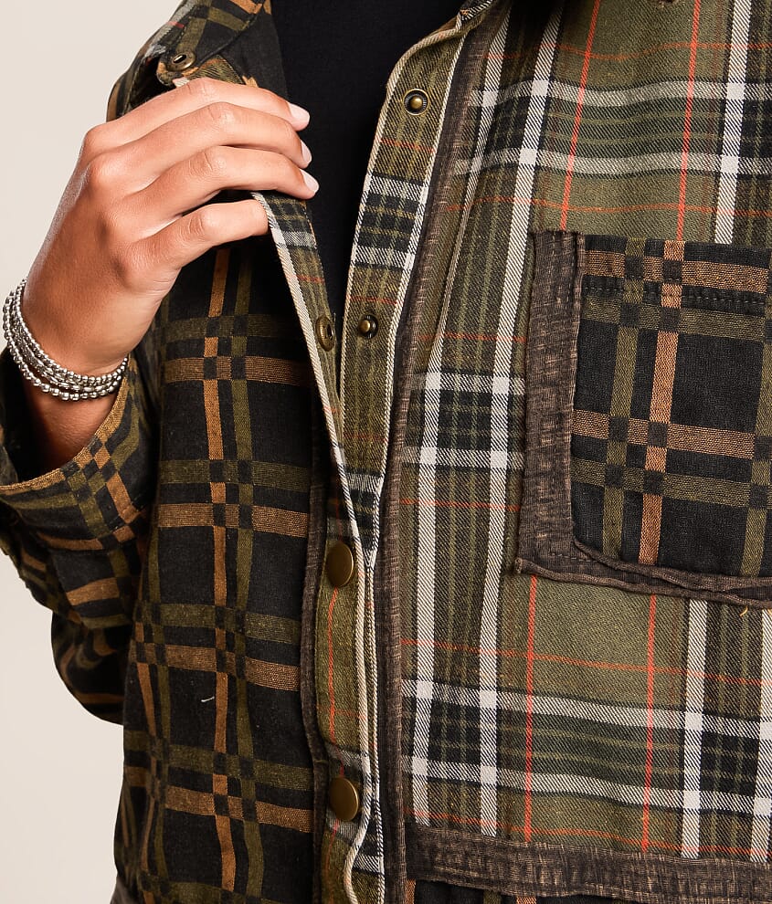 Pieced Plaid Shacket