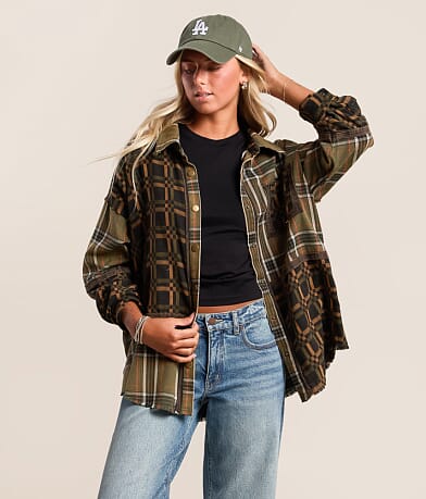 Pieced Plaid Shacket