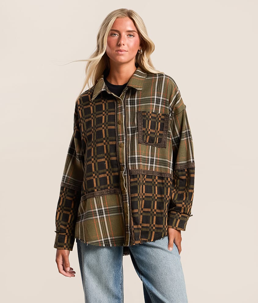 Pieced Plaid Shacket