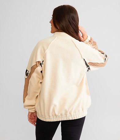 BKE Pieced Cow Print Jacket BACK