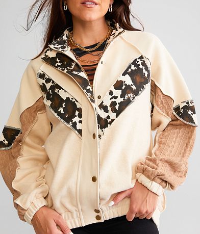 BKE Pieced Cow Print Jacket MISC_DETAIL_1