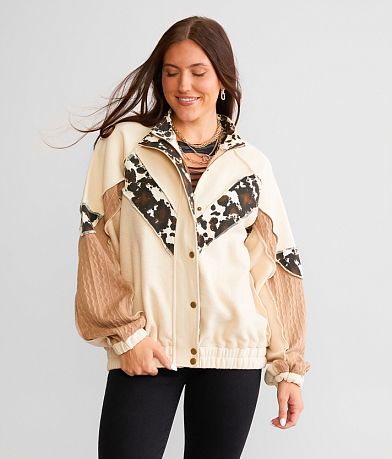 BKE Pieced Cow Print Jacket FULL_RIGHT_SIDE