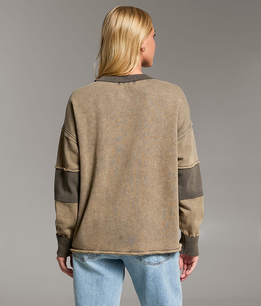 Checkered Color Block Oversized Pullover - thumbnail 3