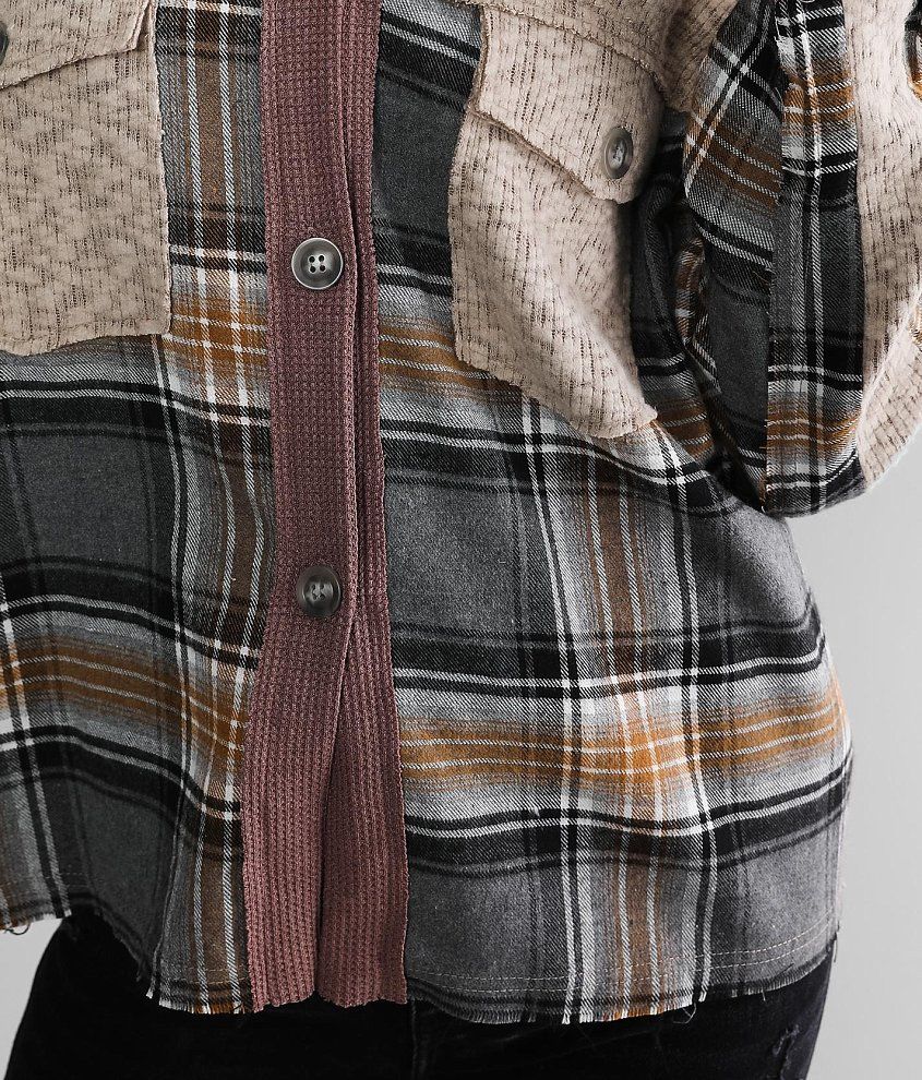 Pieced Plaid Boyfriend Shirt