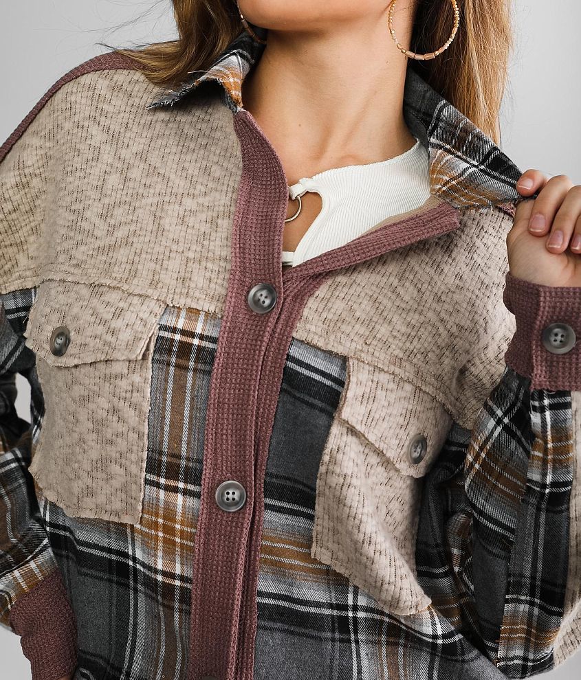 Pieced Plaid Boyfriend Shirt