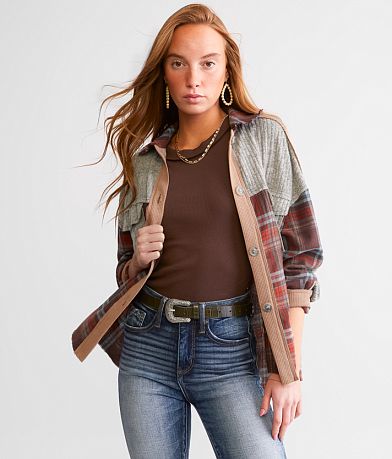BKE Mixed Plaid Shirt front view
