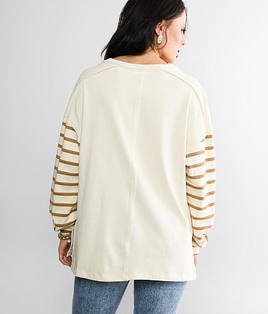 BKE Raw Edge Color Block Pullover BACK