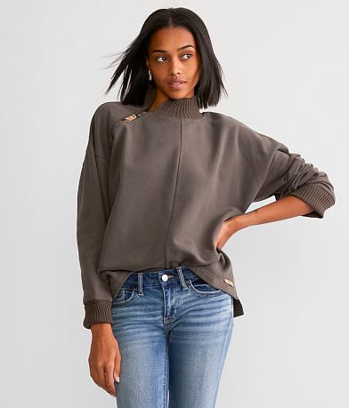 BKE Asymmetrical Quarter Zip Pullover front view