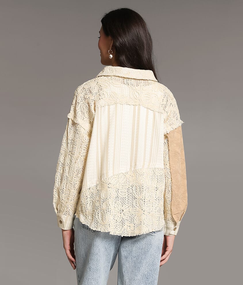 Pieced Floral Crochet Shirt - thumbnail 3