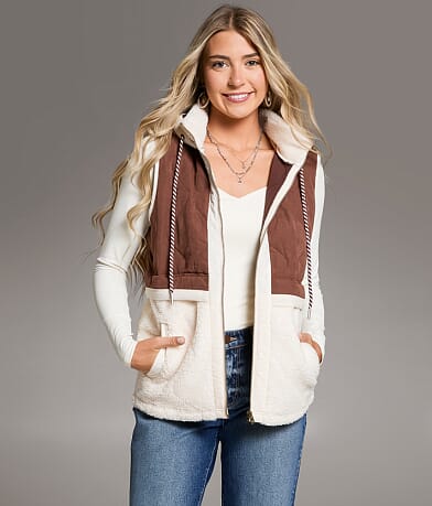 BKE Sherpa Hooded Vest front view