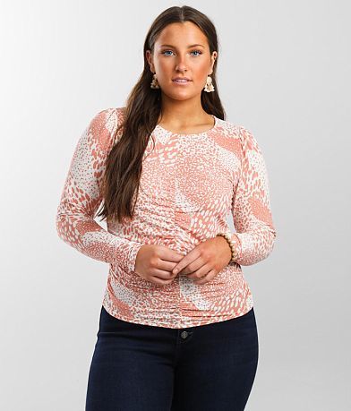 red by BKE Ruched Top full left side view