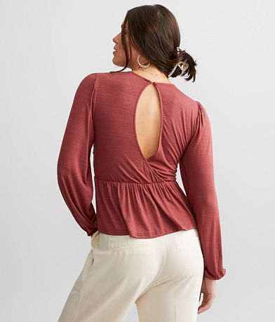 red by BKE Draped Peplum Top back view