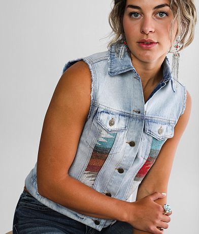Sterling &amp; Stitch Aztec Denim Vest MISC_DETAIL_1
