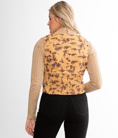 Sterling &amp; Stitch Western Faux Suede Vest BACK