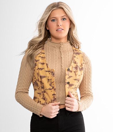 Sterling &amp; Stitch Western Faux Suede Vest FULL_RIGHT_SIDE