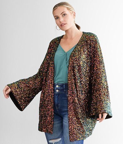 Sterling &amp; Stitch Sequin Kimono FULL_LEFT_SIDE