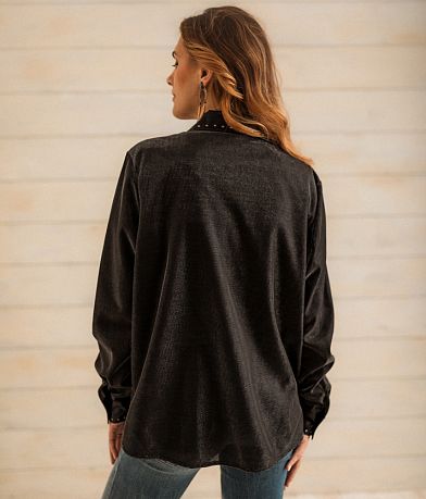 Sterling &amp; Stitch Sheer Metallic Blouse back view