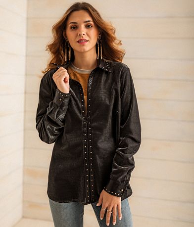 Sterling &amp; Stitch Sheer Metallic Blouse misc detail 1 view