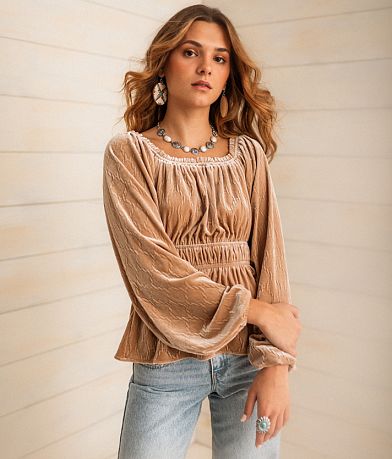Sterling &amp; Stitch Velvet Peplum Top full right side view