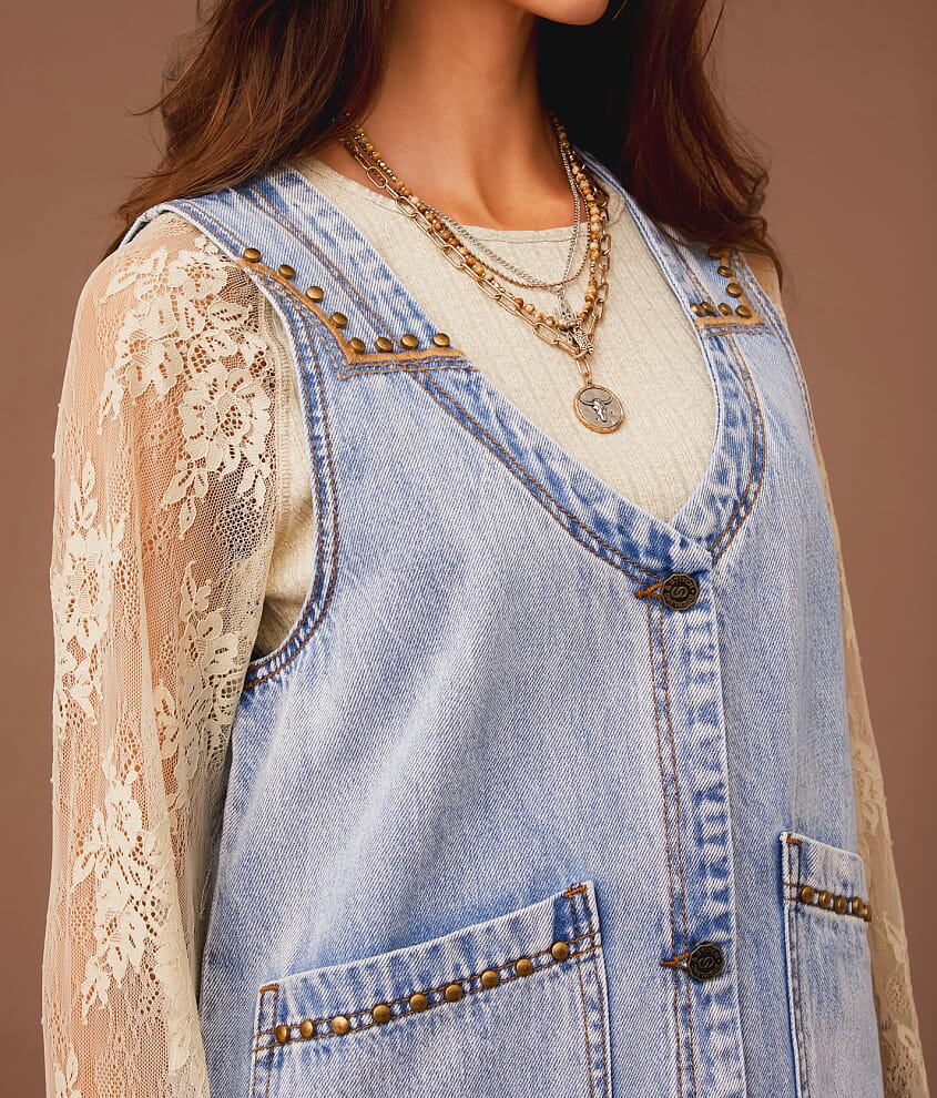 Embroidered Denim Vest