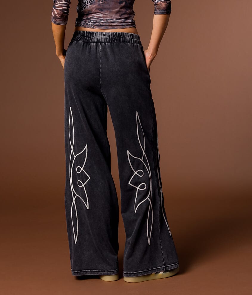 Western Embroidered Wide Leg Pant