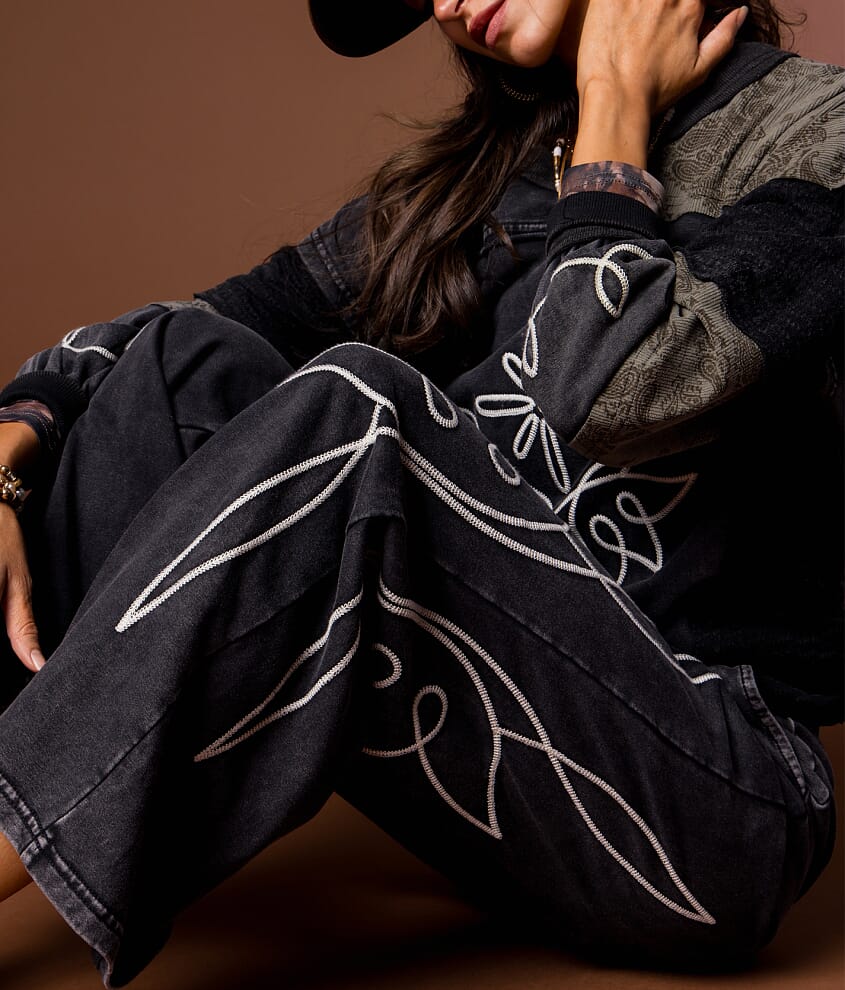 Western Embroidered Wide Leg Pant