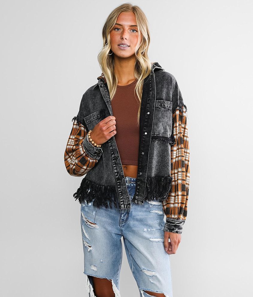 Womens Denim Jackets Coat Destroyed Tassel Chain Cropped Jean