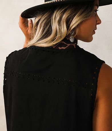 Oli &amp; Hali Faux Suede Fringe Vest misc detail 1 view