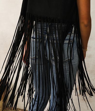 Oli &amp; Hali Faux Suede Fringe Vest misc detail 3 view