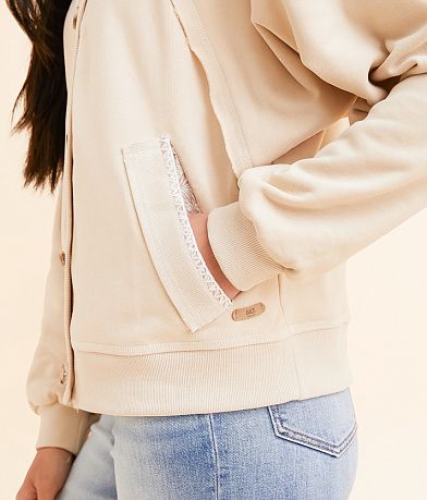 BKE Raw Edge Cardigan misc detail 2 view