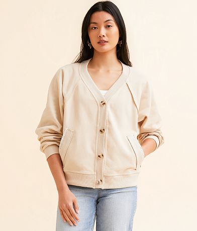 BKE Raw Edge Cardigan full right side view